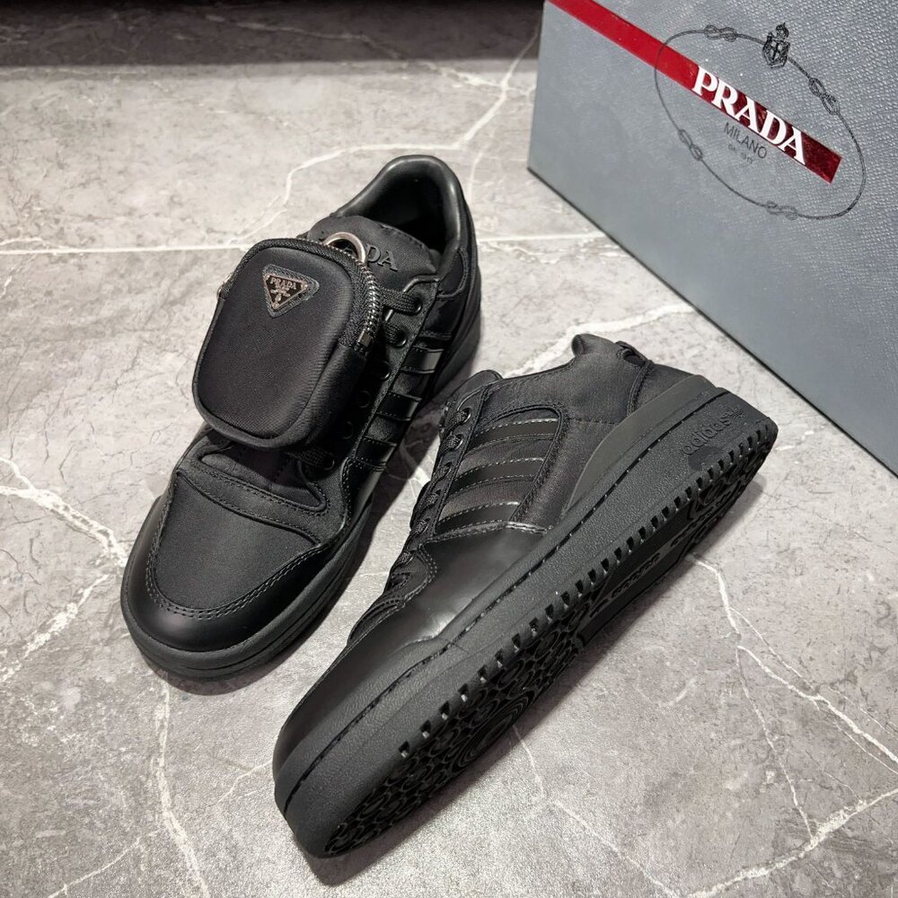 Prada x Adidas Re-Nylon Forum Low Black Sneakers Size 11